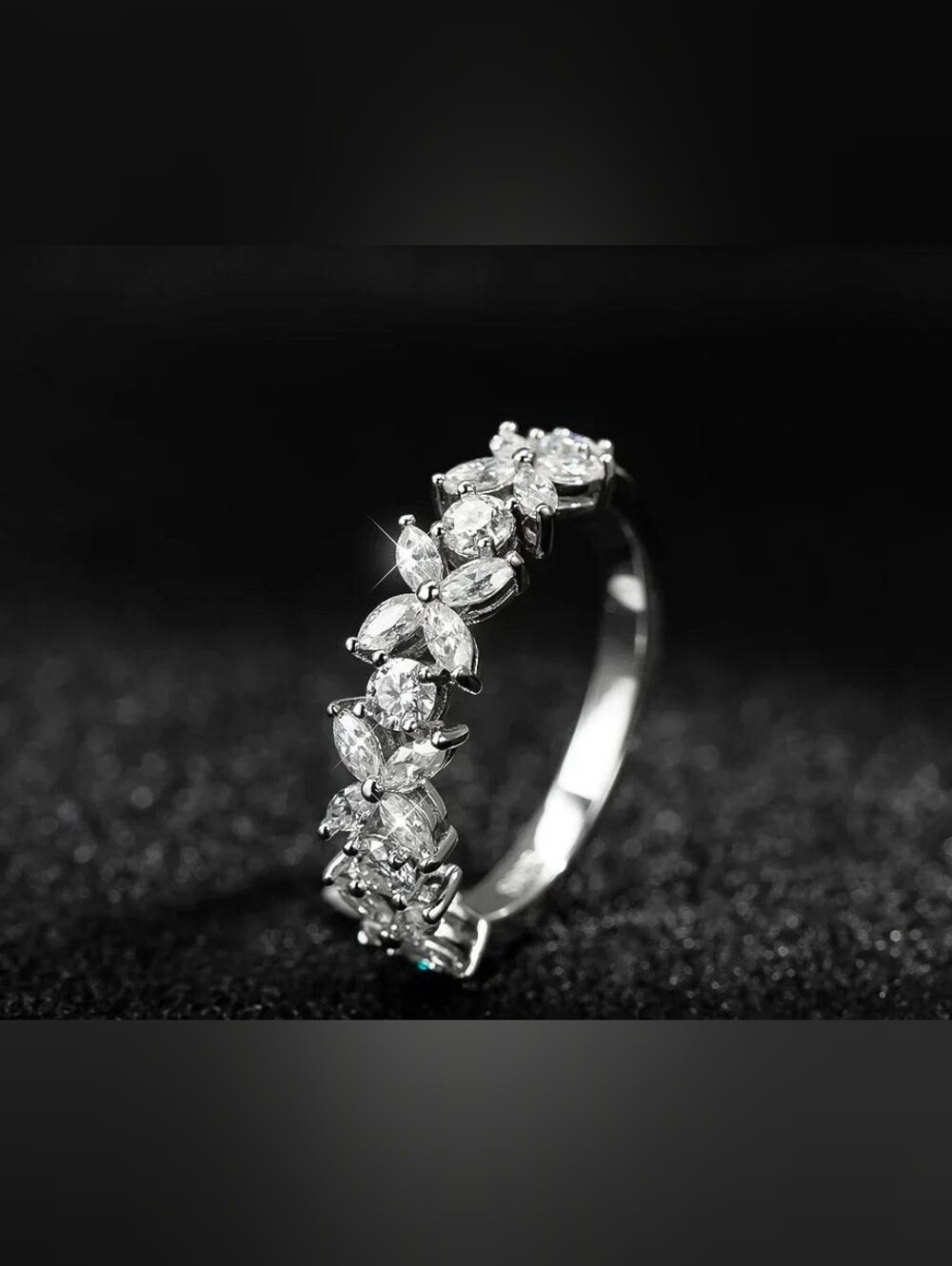 $8 Each Or Bundle 5/$20 Silver Floral Crystal Band Ring
